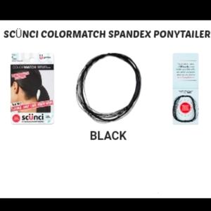 NWT 3×Scünci ColorMatch PONYTAILER 100% Spandex Hair Elastic: DARK BROWN/BLACK!